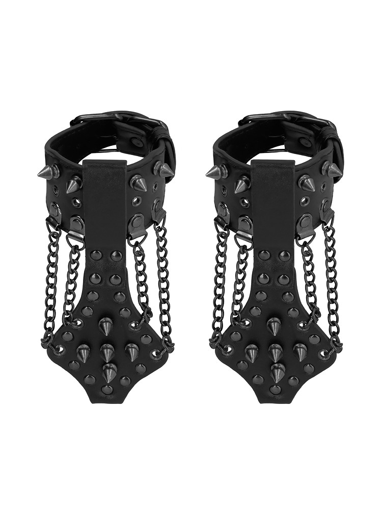 Ouch! Skulls and Bones Spiked Handcuffs with Chains: Handfesseln, schwarz - vergleichen und g&uuml;nstig kaufen