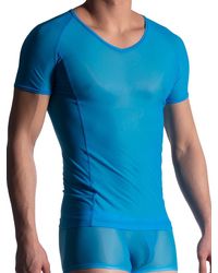 MANSTORE M904: V-Neck-Shirt, aqua - vergleichen und günstig kaufen