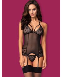 Obsessive 838: Strapshemd-Set, schwarz - vergleichen und g&uuml;nstig kaufen