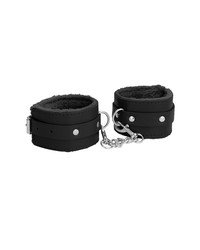 Ouch! Plush Leather Ankle Cuffs: Fußfesseln, schwarz - vergleichen und g&uuml;nstig kaufen
