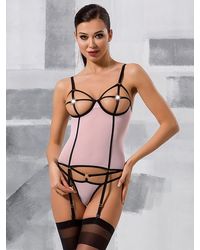 Passion Hera: Ouvert-Strapshemd-Set, pink/schwarz - vergleichen und g&uuml;nstig kaufen