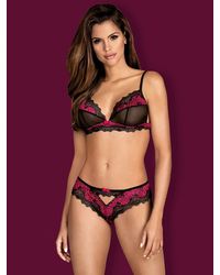Obsessive Tulia: Dessousset, schwarz/pink - vergleichen und g&uuml;nstig kaufen