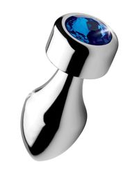 Aluminium Butt Plug mit blauem Kristall - Groß
