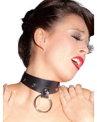 Leder-Halsfessel mit Ring, schwarz - vergleichen und g&uuml;nstig kaufen