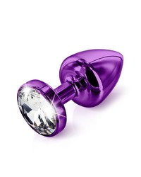 Diogol Buttplug: Aluminium mit Kristall, lila (3,5cm)