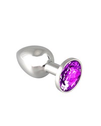 Edelstahl-Buttplug mit lila Kristall (140g) - vergleichen und günstig kaufen