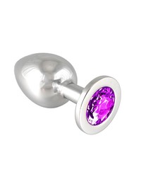 Edelstahl-Buttplug mit lila Kristall (360g) - vergleichen und günstig kaufen