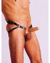 Leder-Strap-On mit Dildo 17 cm (hohl), schwarz/haut - vergleichen und g&uuml;nstig kaufen