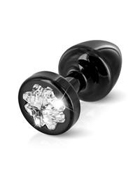 Diogol Clover Buttplug: Aluminium mit Kristall, schwarz (2,5 cm)