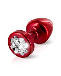 Diogol Clover Buttplug: Aluminium mit Kristall, bordeaux (2,5 cm)