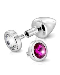 Diogol Switch Buttplug: Aluminium mit austauschbaren Kristallen, silber (2,5 cm)