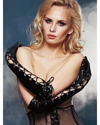 7-Heaven Lack-Handschuhe mit Schnürung, schwarz - vergleichen und g&uuml;nstig kaufen