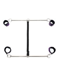 Double Spreader Bar: Doppelspreizstange mit Soft-Fesseln, schwarz/silber/lila - vergleichen und g&uuml;nstig kaufen