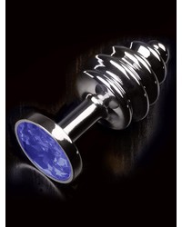 Dolce Piccante Jewellery Small Ribbed: Edelstahl-Analplug, silber/blau