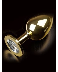 Dolce Piccante Jewellery Large: Edelstahl-Analplug, gold/klar