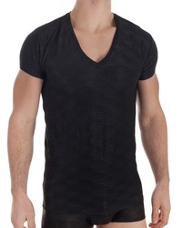 L?Homme Plissé: V-Neck-Shirt, schwarz - vergleichen und g&uuml;nstig kaufen