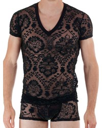 L?Homme Imperial: V-Neck-Shirt, schwarz/grün - vergleichen und g&uuml;nstig kaufen