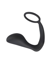 Black Velvets: Penisring mit Analplug, schwarz