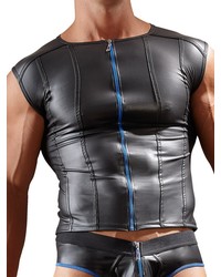 Wetlook-Zipshirt, schwarz/blau - vergleichen und günstig kaufen