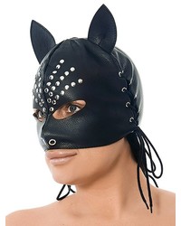 Leder-Kopfmaske mit Katzenohren, schwarz - vergleichen und günstig kaufen