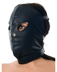 Leder-Kopfmaske mit Schnallen, schwarz - vergleichen und günstig kaufen