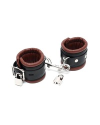 Leder-Handfesseln gepolstert und abschließbar, braun/schwarz - vergleichen und g&uuml;nstig kaufen