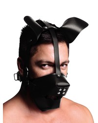 Master Series Pup Puppy Play Hood: Kopfmaske mit Knebel, schwarz - vergleichen und günstig kaufen