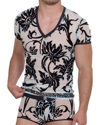 L?Homme Velours et Luxour: V-Neck-Shirt, hellblau/schwarz - vergleichen und günstig kaufen