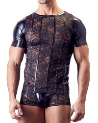 Wetlook-Spitzen-Shirt, schwarz - vergleichen und günstig kaufen