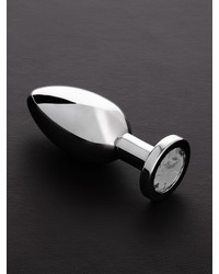 Triune Jeweled Butt Plug Zircon: Edelstahl-Analplug mit Kristall, transparent