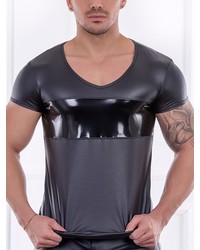 Patrice Catanzaro Aaron: Wetlook-Lack-Shirt, schwarz - vergleichen und günstig kaufen