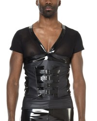 Patrice Catanzaro Jordan: Wetlook-Lack-Shirt, schwarz - vergleichen und g&uuml;nstig kaufen