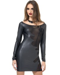 Patrice Catanzaro Brenda: Wetlook-Netz-Minikleid, schwarz - vergleichen und günstig kaufen