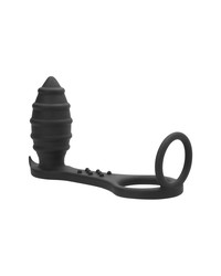 Sono No. 55: Vibro-Analplug mit Penis-/Hodenring, schwarz