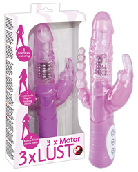 Rabbitvibrator „3 x Motor 3 x Lust??, 22 cm, stimuliert vaginal, anal und die Klitoris
