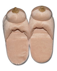 Hausschuhe „Plüsch-Busen??, passend bis Gr. 44