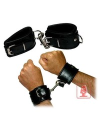 Leder-Handfesseln gepolstert, schwarz