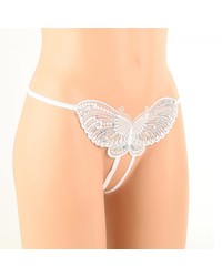 Ouvert-String: Schmetterling, weiß