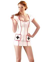 Lack-Krankenschwestern-Kleid, weiß